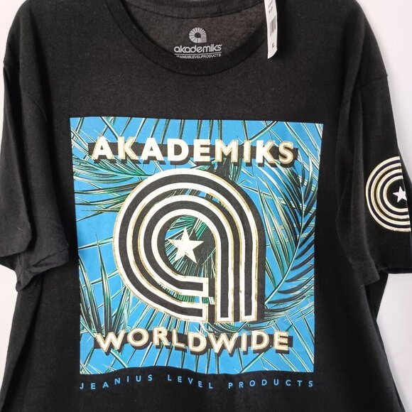 Akademiks Worldwide T-Shirt Men’s XL Black Graphic Tee Streetwear Urban - Picture 4 of 5